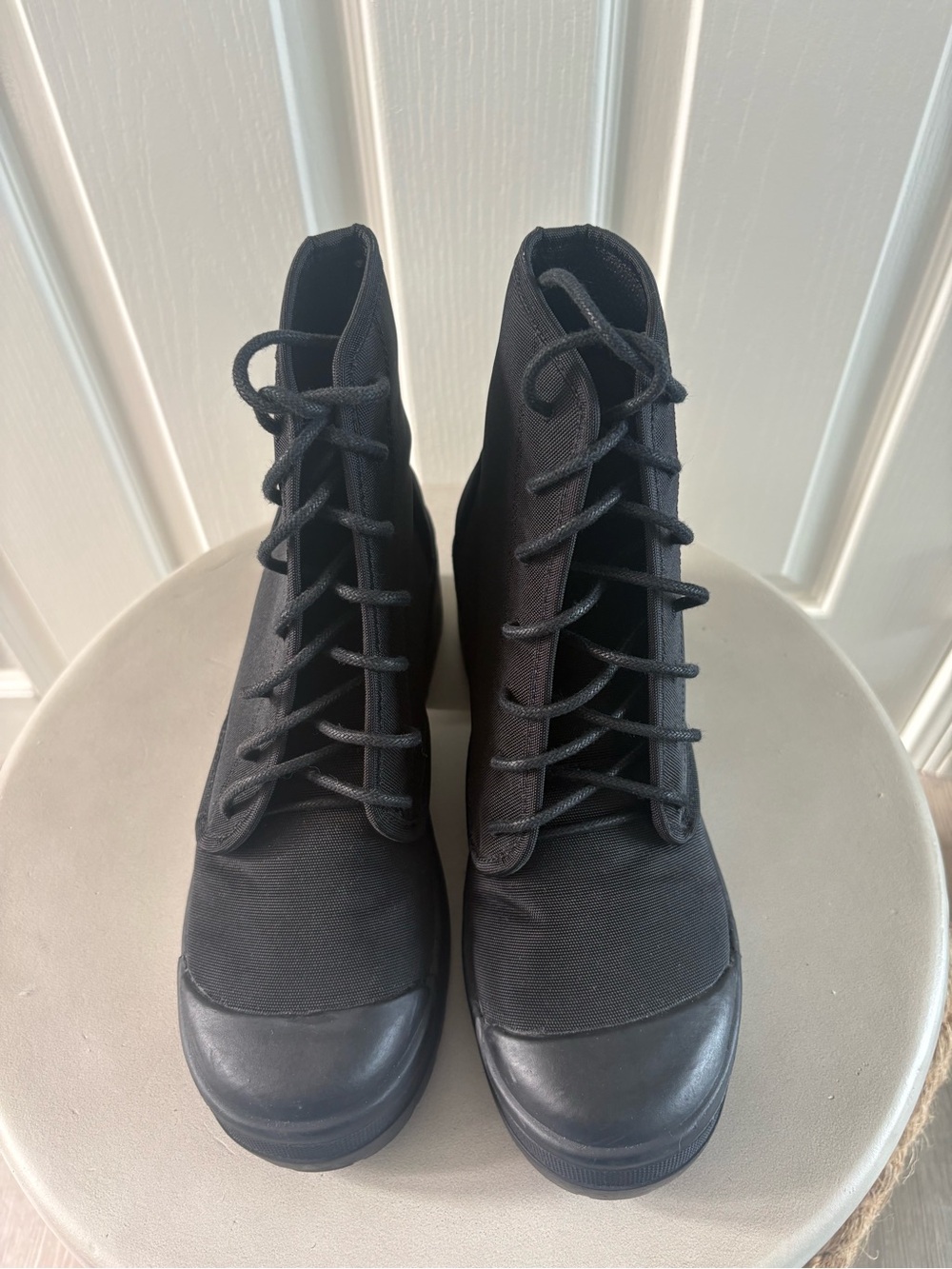 Jeffrey Campbell | Black Lace Up Chunky Heel Combat Ankle Boots | Sz 8.5 | VGC